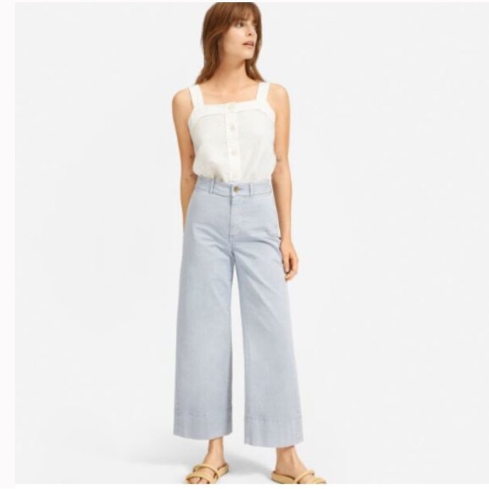 Everlane High Rise Wide Leg Cropped Pants Light Blue Size‎ 4
